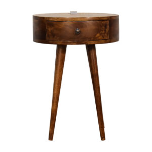 Nanello Chestnut Rounded Bedside Table with Reading Light